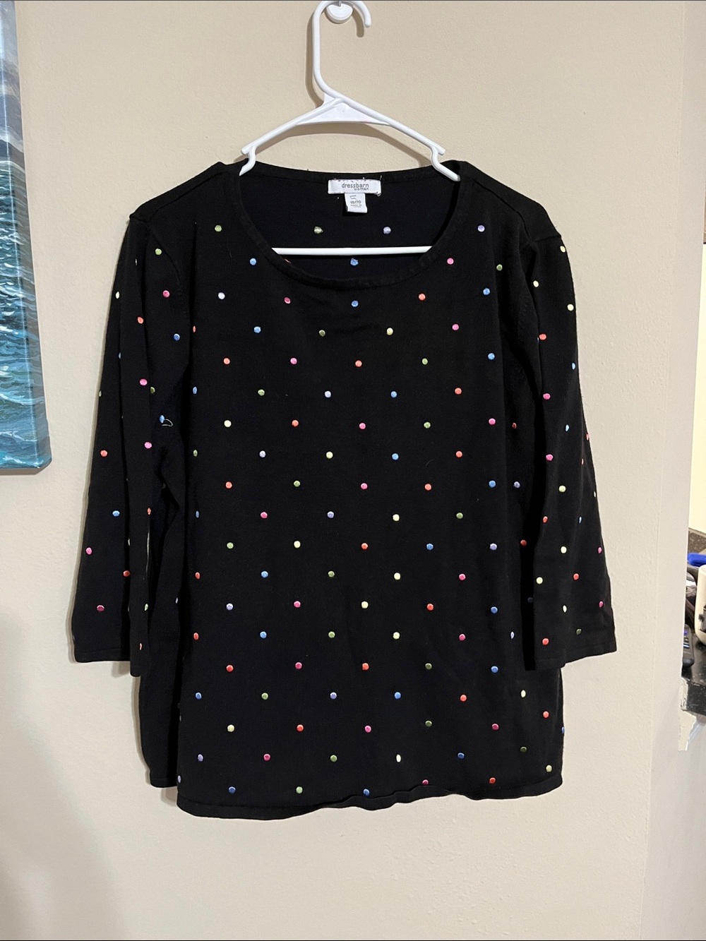 Croft & Barrow Black Polka Dot Knit Top - Multicolor Dots